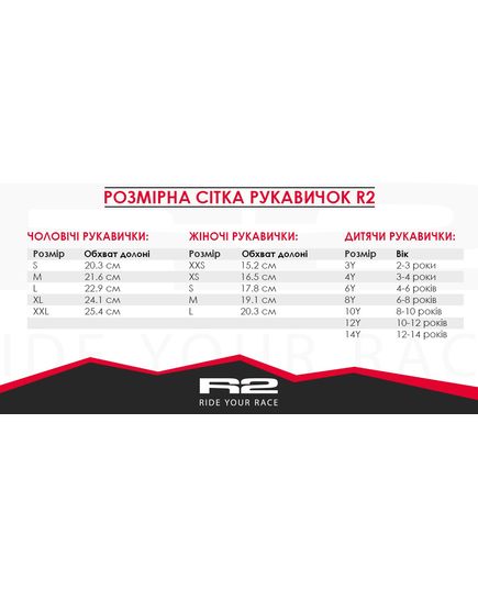 Велосипедні рукавички R2 VOSKA ATR08S червоний/зелений, Розмір: 4Y, зображення 2