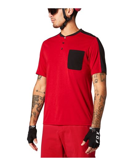 Вело джерсі FOX RANGER DR SS HENLEY chili, Колір: Червоний, Розмір: S, зображення 3