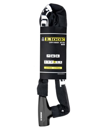 Велозамок ETOOK ET455 6 x 1000 мм черный цепной, изображение 5
