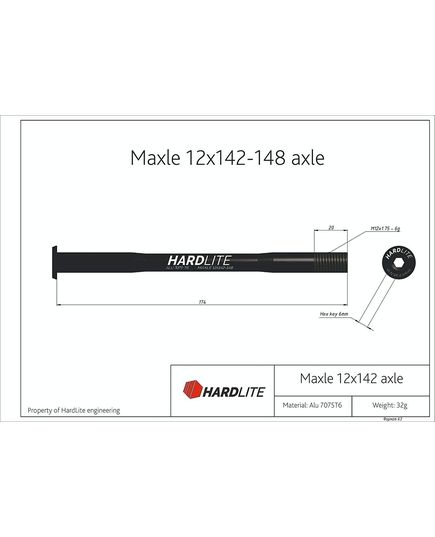 Ось задняя Hardlite MAXLE 12x142-148 черная, изображение 2