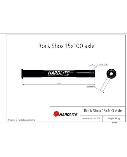 Вісь передня Hardlite RS 15x100 чорна, зображення 2