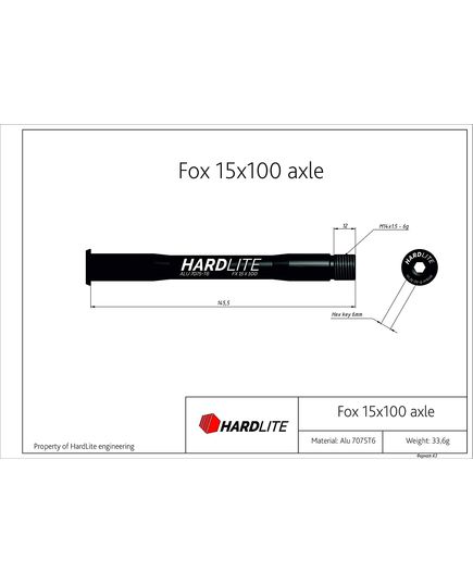 Ось передняя Hardlite Fox 15x100 черная, изображение 3