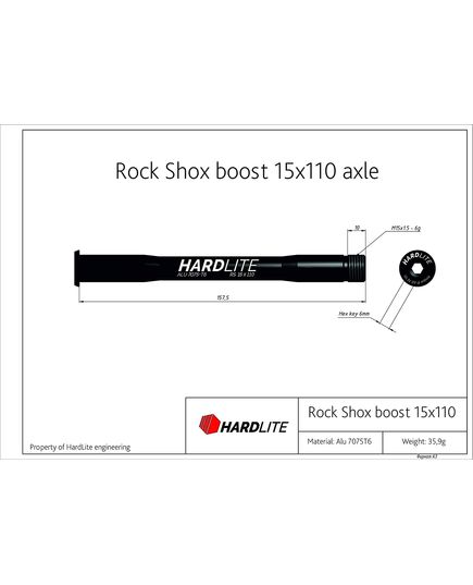 Вісь передня Hardlite RS 15x110 чорна, зображення 3