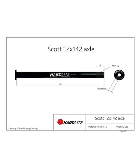 Ось задняя Hardlite SCOTT 12x142 черная, изображение 3