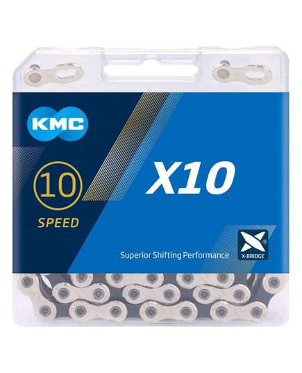 Цепь велосипедная KMC X10 Silver/Black x 122 звена, изображение 2