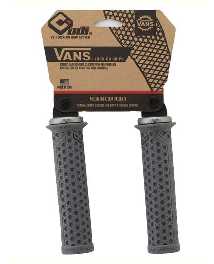 Ручки руля ODI Vans v2.1 Lock-On MTB Closed End 135mm Graphite/Gray Checker, Колір: Сірий, зображення 2