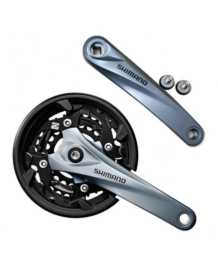 Шатуни Shimano FC-M3000 40/30/22T, 9ск. 175мм, із захистом, з болтами, чорні, зображення 2