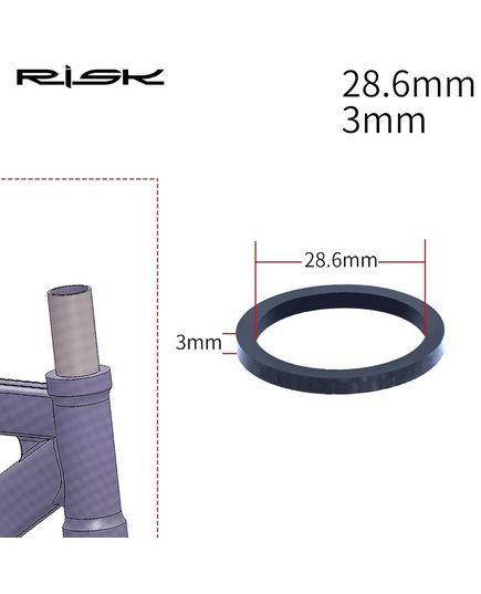 Кольцо проставочное карбон 3*28.6 черный RISK RA120-1-1, изображение 2