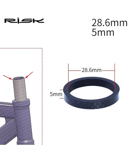 Кольцо проставочное карбон 5*28.6 черный RISK RA120-1-2, изображение 2