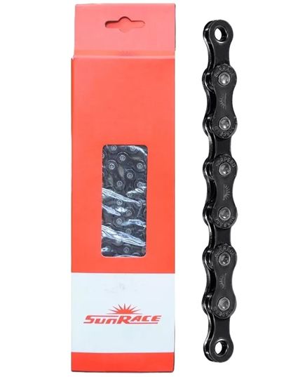 Цепь SunRace CNM84, 8 скоростей, 166 звеньев, черная, с замочком, изображение 2